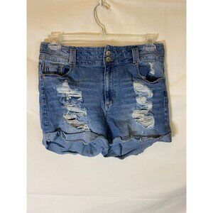BLUE SPICE WOMENS JUNIORS SIZE 15 STRETCH JEAN‎ SHORTS DISTRESSED XL